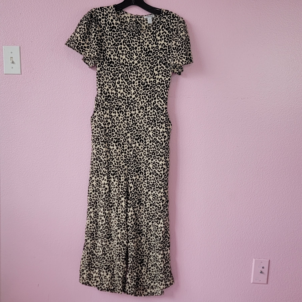 Nordstrom Cheetah Open Back  Cropped Jumpsuit/ XL.